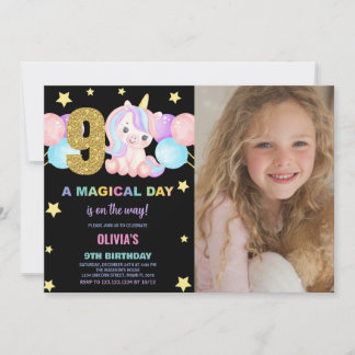 9. Geburtstag Einhorn Geburtstag Einladung Foto