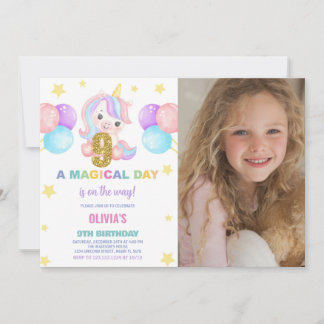 9. Geburtstag Einhorn Geburtstag Einladung Foto