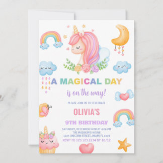 9. Geburtstag Einhorn Geburtstag Einladungen