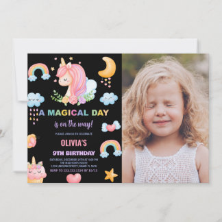 9. Geburtstag Einhorn Geburtstag Einladungen mit F