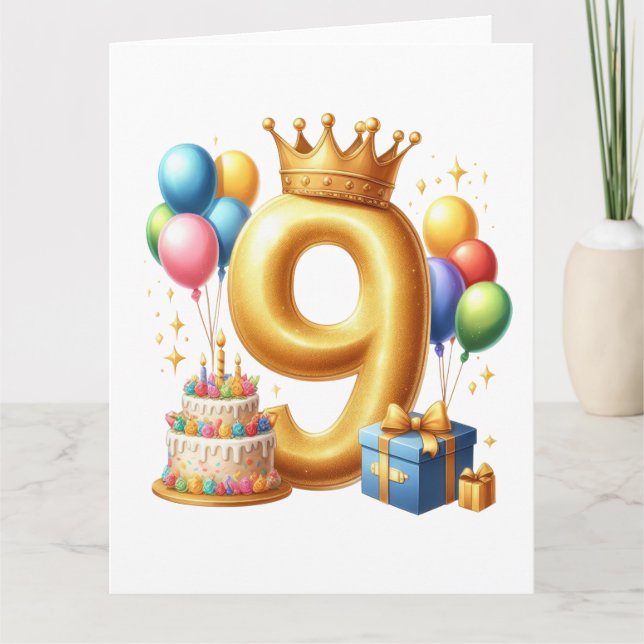 9. Geburtstag Golden Karte (Vorderseite)