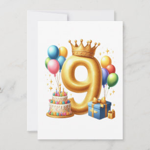 9. Geburtstag Golden Mitteilungskarte