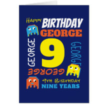 9. Geburtstag individuelle Name Gelb-Pixel-Gamer