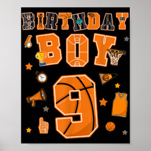 9. Geburtstag Junge 9 Jahre Basketball Party 9 Jah Poster