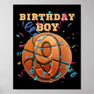 9. Geburtstag Junge Neun 9 Jahre alte Sketll Spiel Poster