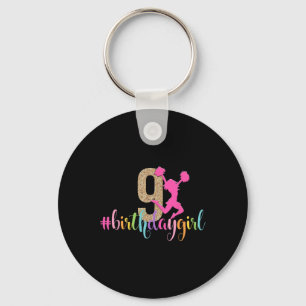 9. Geburtstag Mädchen Cheerleader Regenbogen Cheer Schlüsselanhänger