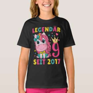 9. Geburtstag Mädchen Einhorn Legendär Seit 2017 T-Shirt