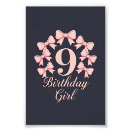 9. Geburtstag Mädchen Fotodruck