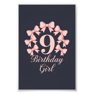 9. Geburtstag Mädchen Fotodruck