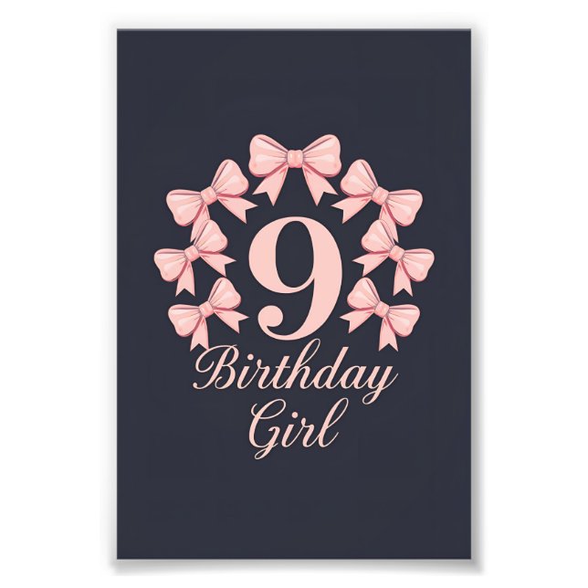 9. Geburtstag Mädchen Fotodruck (Vorne)