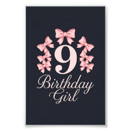 9. Geburtstag Mädchen Fotodruck