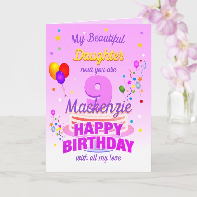 9. Geburtstag PINK Karte (Orchidee)