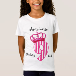 9. Geburtstag Prinzessin PINK Crown and Stripes V0 T-Shirt