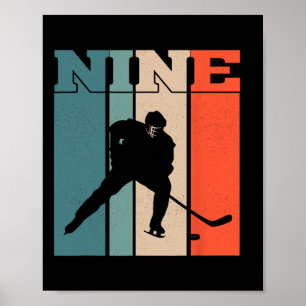 9. Geburtstag Retro Eishockey 9 Jahre alter Junge Poster