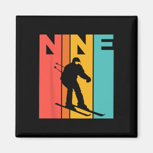 9. Geburtstag Retro Skifahren 9 Jahre alte Jungen  Magnet