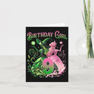 9. Geburtstag Rosa und Grün 9 Jahre alt Birt Karte
