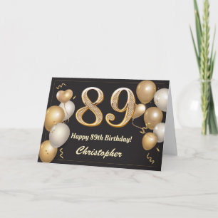 9. Geburtstag Schwarz und Gold Balloons Geburtstag Karte