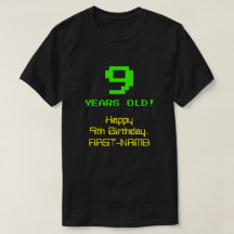 9. Geburtstag: Spaß, 8-Bit-Look, Nerdy / Geeky "9"