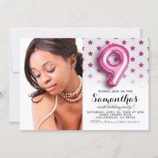 9. Geburtstag Star Confetti Portrait Einladung
