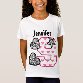 9. Geburtstag Zebra Herz Neun Jahr alt 10 h T-Shirt