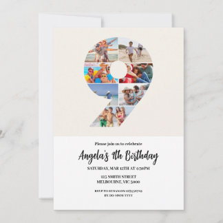 9. Geburtstagseinladung Minimalistisch - Nummer 9 Einladung