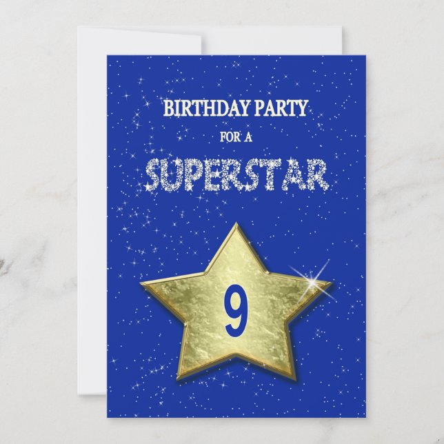 9. Geburtstagsparty für Superstar Einladung (Vorderseite)