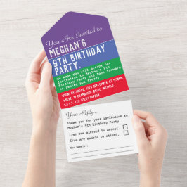 9. Geburtstagsparty in einer Einladung