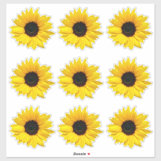 9 Gelbe Sonnenblume Blume Kiss-Cut Stickers Aufkleber (Blatt)