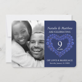 9. Hochzeit Jubiläum Lapis Lazuli blaues Foto Einladung
