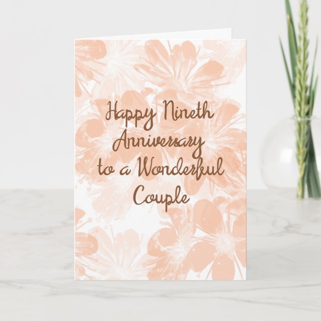 9. Hochzeitskarte Jubiläumskarte Peach-Blume Karte (Vorderseite)