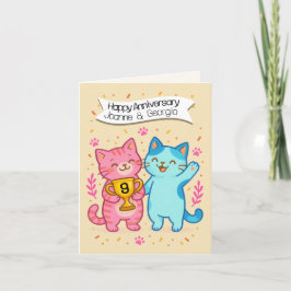 9. Hochzeitstag Katzenliebhaber Karte