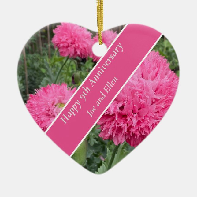 9. Hochzeitstag, Mohn Keramik Ornament (Vorne)