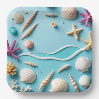 9-Inch Square Paper Plate with Sea Life Design –  Pappteller