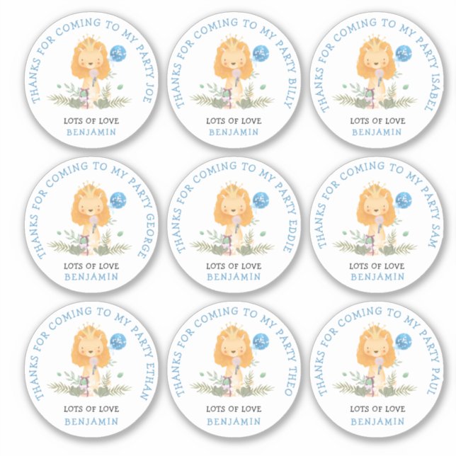 9 Individuelle Namen Blue Danke Lion Aufkleber (Vorderseite)