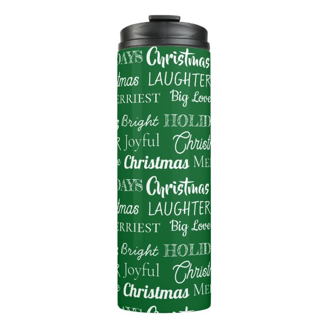 9 individuelle Namen Typografie Weihnachten Thermosbecher (Vorderseite)