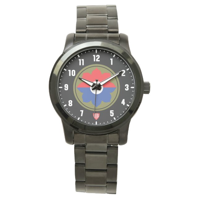 9. Infanterie-Division Black Stainless Steel Armbanduhr (Vorderseite)