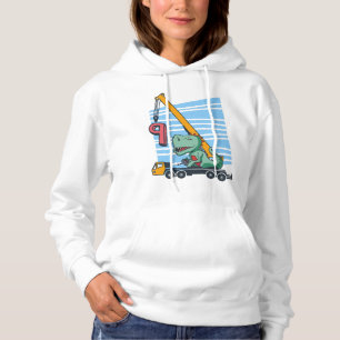 9 Jahre 9. Geburtstag Mobilkrane Dinosaurier Hoodie