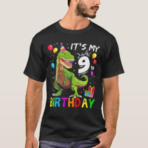 9 Jahre alt 9. Geburtstag Junge T Rex Dinosaurier T-Shirt