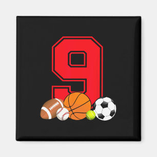 9 Jahre alt Basketball Fußball Baseball Fußball Bi Magnet