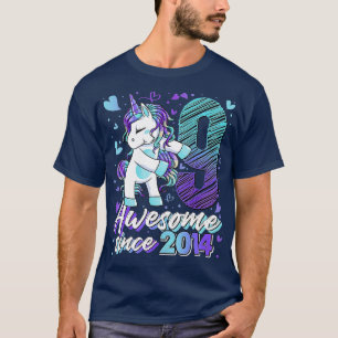 9 Jahre alt Blüten Einhorngeschenke 9. Geburtstag T-Shirt