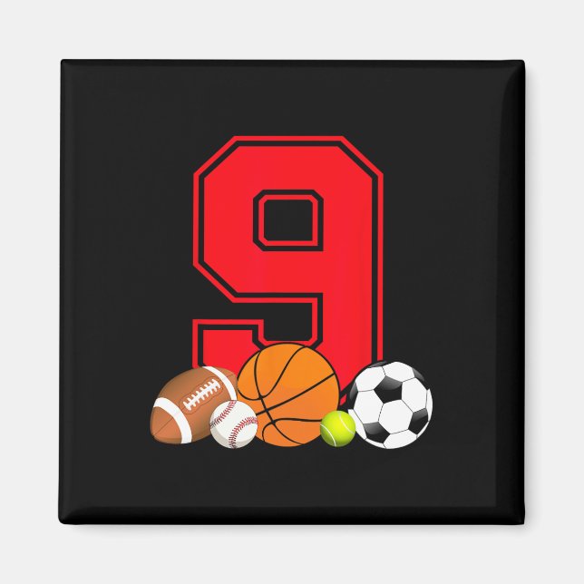 9 Jahre alt Bysketbyll Footbyll Bysebyll Soccer Bi Magnet (Vorne)