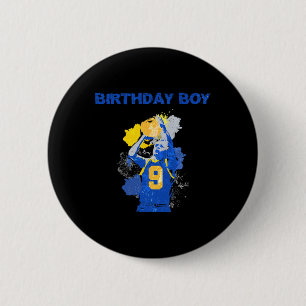 9 Jahre alt Geburtstag Junge blau und gelb Bysketb Button