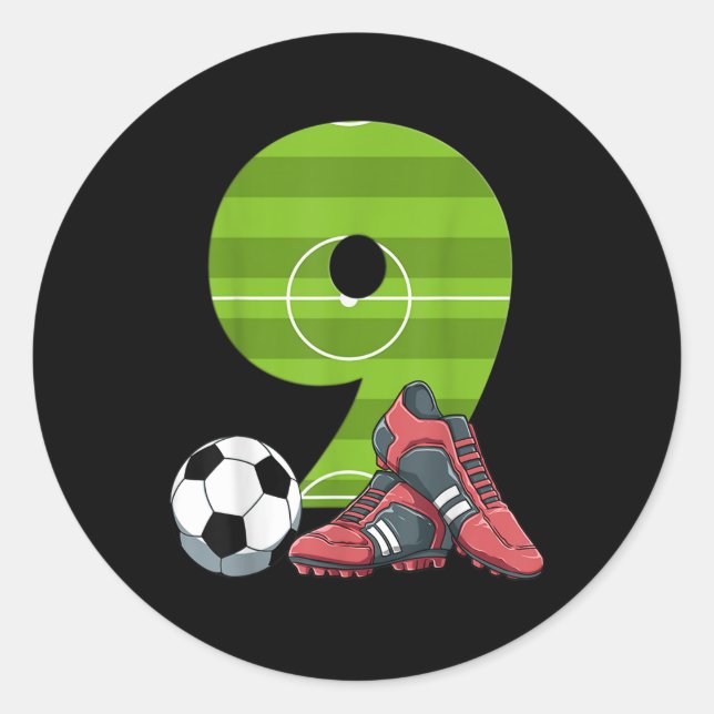 9 Jahre alt Geschenke Dabbing Junge Fußball Player Runder Aufkleber (Vorderseite)