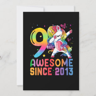 9 Jahre alt Großartig seit 2013 Dabbing Einhorn Einladung