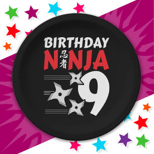 9 Jahre alt Ninja Party Stars Kinder 9. Geburtstag Pappteller