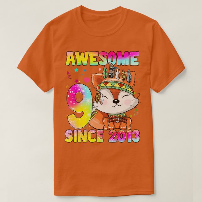 9 Jahre Alte Geschenke Girls Niedlicher Stammesfuc T-Shirt (Design vorne)