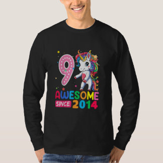 9 Jahre Alte Geschenke Girls Teens Flossing Einhor T-Shirt