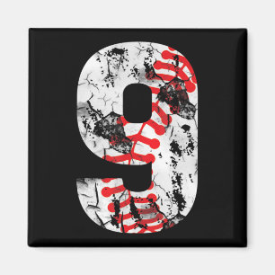 9 Jahre alte Geschenke Nr. 9 Baseball 9. Geburtsta Magnet