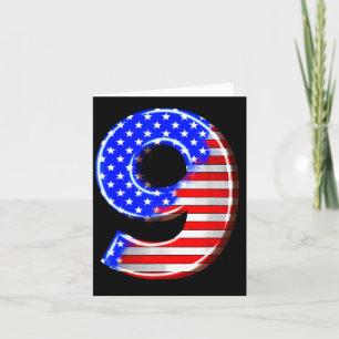 9 Jahre alte Kinder Amerika USA-Flagge 9. Geburtst Karte