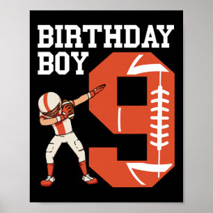 9 Jahre alter Boy Football Player 9. Fußball Gebur Poster
